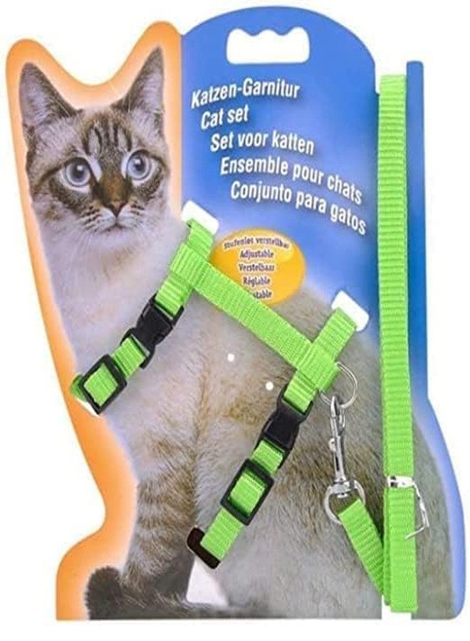 Pups&Pets Nylon Harness Strap Printed Collar with Leash and Adjustable Hook Body Harness Set for Cats and Kitten Outdoor Walking & Training (Color As Per Availability) - Image 2